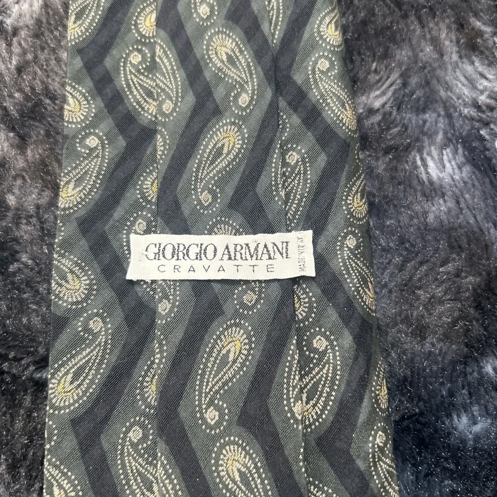 Giorgio Armani Gray and Gold Paisley Tie